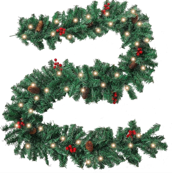 New Pre-lit Garland 9 Feet Indoor/Outdoor - Picture 1 of 11